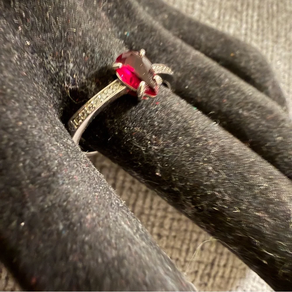Silver and Red Garner Gemstone Ring